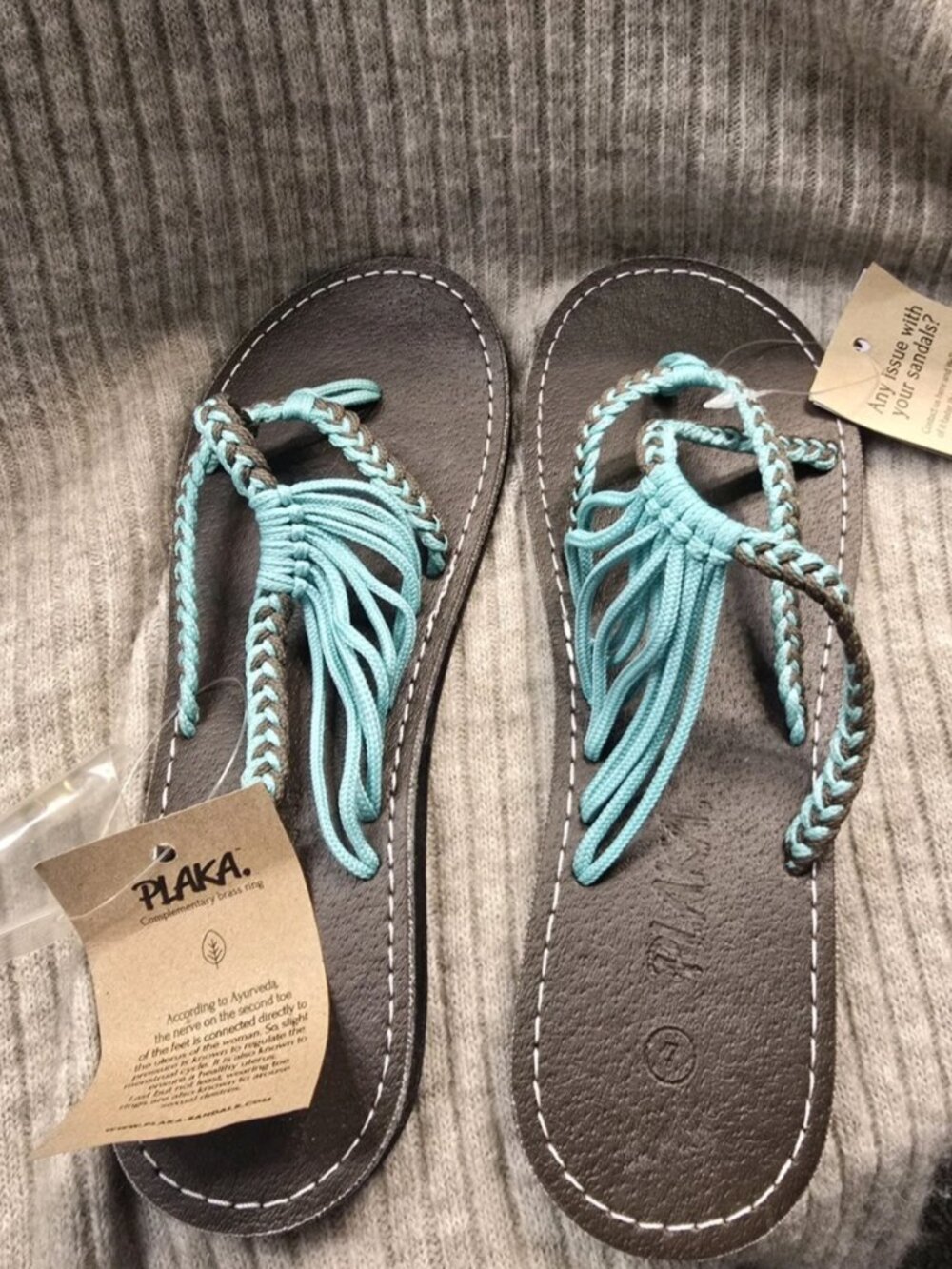 PLAKA Braided Thong Sandals US 7
